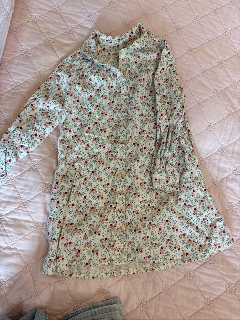 Girls Floral Long-Sleeve Casual Dress - Pink Green